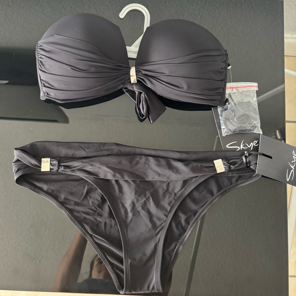 NWT Skye swimwear Black Bikini Top and Bottom.